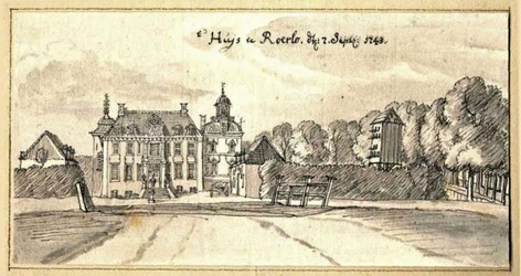 <p>Tekening van de 'nieuwe voorzijde' van kasteel Ruurlo, getekend door Jan de Beyer in 1743 (Gelders Archief). </p>
